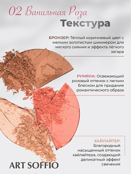 TOP PALETTE ART SOFFIO Палетка для контурирования лица Тон 02 Ванильная Роза